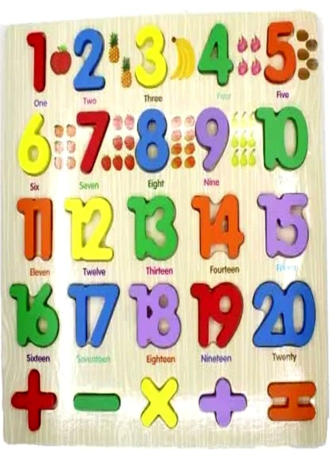Premium Wooden Numbers Puzzle Board Toy, Educational and Learning Toy -(1-20),Wooden Learning Educational Board for Kids